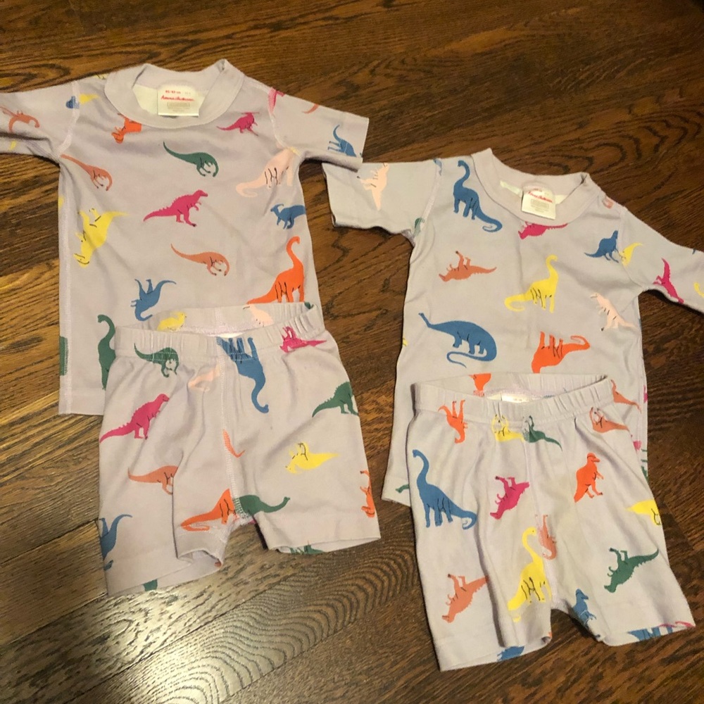Hanna Andersson dinosaur purple shorts sleeve girl